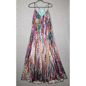 Nicole Miller New York Dress Womens Medium Art To Wear Abstract Maxi Pockets